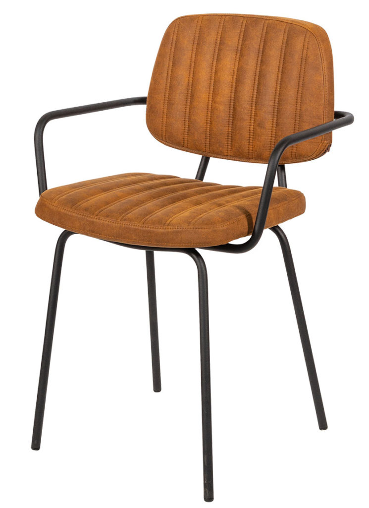 Armstuhl Norie Preston Gestreift 24 Cognac - Barhocker & Stühle